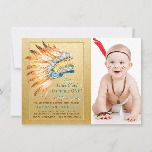Invitation Fête d'anniversaire garçons Boho Tribal (Devant)