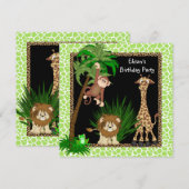 Invitation Fête d'anniversaire garçons jungle (Devant / Derrière)