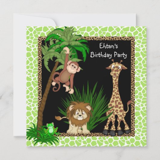 Invitation Fête d'anniversaire garçons jungle (Devant)
