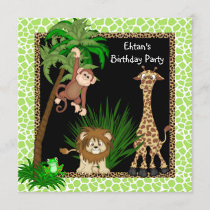 Invitation Fête d'anniversaire garçons jungle