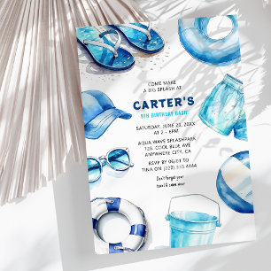 Invitation Fête d'anniversaire Garçons Piscine Faisons des éc