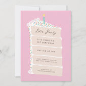 Invitation Fête d'anniversaire gâteau à la vanille (Devant)