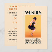 Invitation Fête d'anniversaire Gatsby 20 ans (Devant / Derrière)