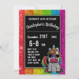 Invitation Fête d'anniversaire gay Rainbow Parties scintillan