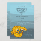 Invitation Fête d'anniversaire Gecko Lizard orange et bleu (Devant / Derrière)