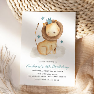Invitation Fête d'anniversaire Gentil Lion