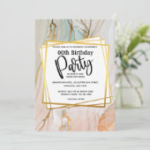 Invitation Fête d'anniversaire géométrique en granit d'or de (Debout devant)