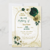 Invitation Fête d'anniversaire géométrique en ivoire vert éme (Devant)