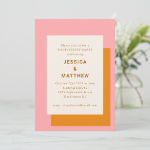 Invitation Fête d'anniversaire géométrique moderne rose et or