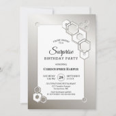 Invitation Fête d'anniversaire géométrique surprise Argent (Devant)