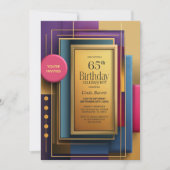 Invitation Fête d'anniversaire géométrique vibrante pour les (Devant)