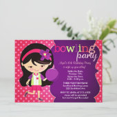 Invitation Fête d'anniversaire Girly de bowling (Debout devant)