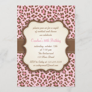 Invitation Fête d'anniversaire Girly de poster de animal rose