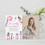 Invitation Fête d'anniversaire girly Spa Photo (Debout devant)