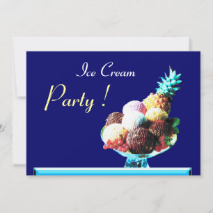 Invitation FÊTE D'ANNIVERSAIRE GLACE 2,bleu