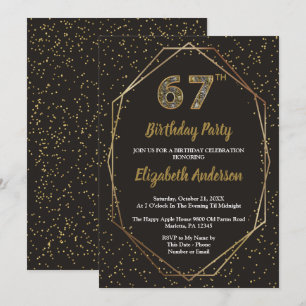 Invitation Fête d'anniversaire Glam Black Gold 67 ans