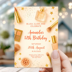 Invitation Fête d'anniversaire Glam Blush and Glow