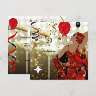 Invitation Fête d'anniversaire glamour Lady Fabulous 50e cinq
