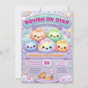 Invitation Fête d'anniversaire Glitter Dumpling Squishy