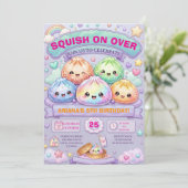 Invitation Fête d'anniversaire Glitter Dumpling Squishy (Debout devant)