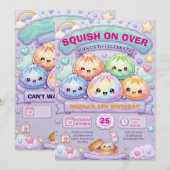 Invitation Fête d'anniversaire Glitter Dumpling Squishy (Devant / Derrière)