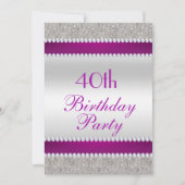 Invitation Fête d'anniversaire Glitzy Purple & Diamond Gem (Devant)