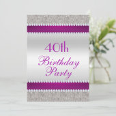Invitation Fête d'anniversaire Glitzy Purple & Diamond Gem (Debout devant)