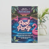 Invitation Fête d'anniversaire Glow Night Pool Party (Debout devant)