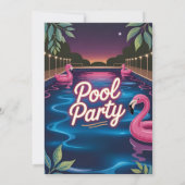 Invitation Fête d'anniversaire Glow Night Pool Party (Dos)