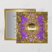 Invitation Fête d'anniversaire Gold 50 ans Luxe Violet (Devant / Derrière)