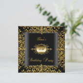 Invitation Fête d'anniversaire Gold Black Floral femmes 50e (Debout devant)
