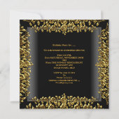 Invitation Fête d'anniversaire Gold Black Floral femmes 50e (Dos)