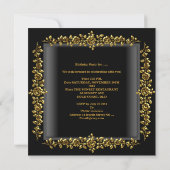 Invitation Fête d'anniversaire Gold Black Floral femmes 50e (Dos)