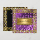 Invitation Fête d'anniversaire Gold Black Purple N'importe qu (Devant / Derrière)