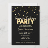Invitation FÊTE D'ANNIVERSAIRE Gold Black SURPRISE (Devant)