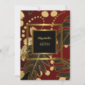 Invitation Fête d'anniversaire Gold Bourgogne Floral (Dos)