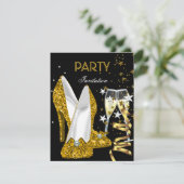 Invitation Fête d'anniversaire Gold Chaussures Jaunes (Debout devant)