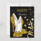 Invitation Fête d'anniversaire Gold Chaussures Jaunes (Devant)
