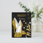 Invitation Fête d'anniversaire Gold Chaussures Jaunes (Debout devant)