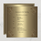 Invitation Fête d'anniversaire Gold Floral 40e (Devant / Derrière)