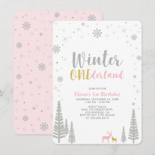 Invitation Fête d'anniversaire Gold & Silver Winter onederlan