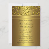 Invitation Fête d'anniversaire Gold Swirl (Dos)