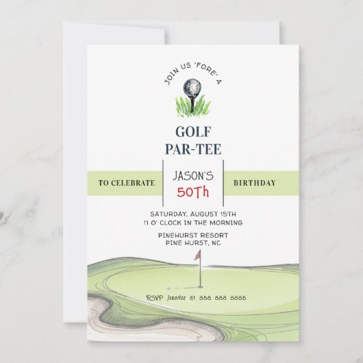 Invitation Fête d'anniversaire Golf PAR-TEE (Devant)