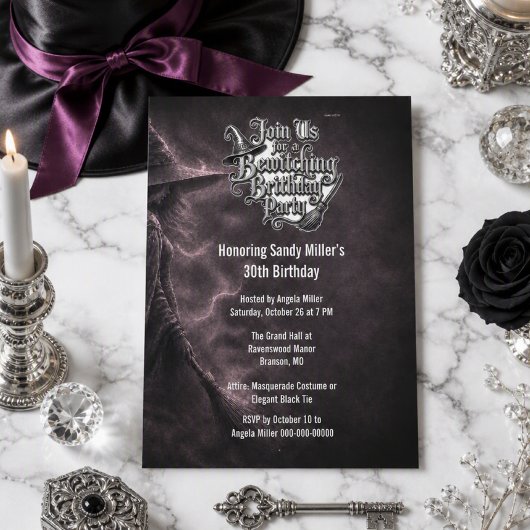 Invitation Fête d'anniversaire gothique ensorcelante d'Hallow