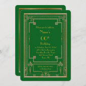 Invitation fête d'anniversaire, grand Gatsby, or,  (Devant / Derrière)