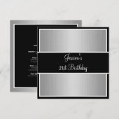 Invitation Fête d'anniversaire Gris Gris Blancs et Noirs (Devant / Derrière)