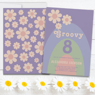 Invitation Fête d'anniversaire Groovy 8 Rétro 8 ans
