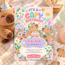 Fête d'anniversaire Groovy Capybara Rétro Floral P
