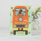 Invitation Fête d'anniversaire Groovy Hippie (Debout devant)