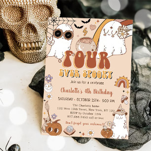 Invitation Fête d'anniversaire groovy mignonne fantôme Hallow